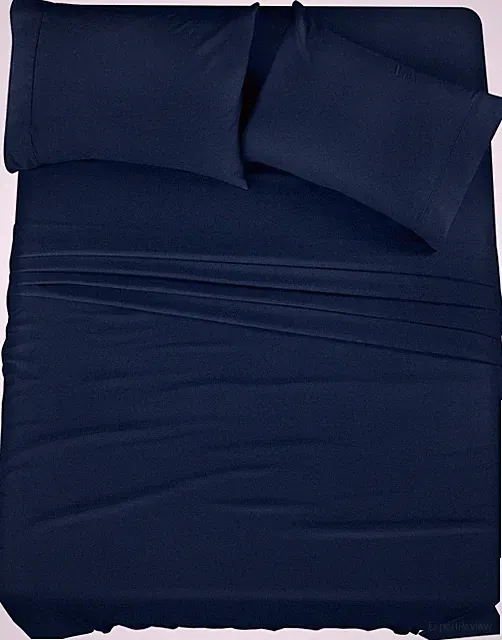 4Piece Full Sheet Set,Ultra Soft Microfiber,Fitted & Flat Sheet,Pillowcases,Blue