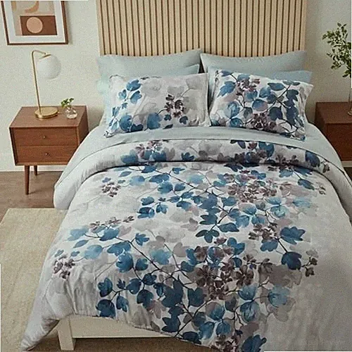 Comforter Set Bed Set, 9 Pieces Cute Floral Bedding Set Ultra Soft Queen Blue