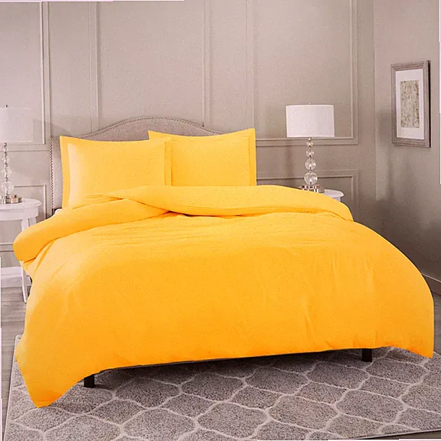 Duvet Cover Set Soft Brushed Comforter Cover W/Pillow Sham, Yellow - Full