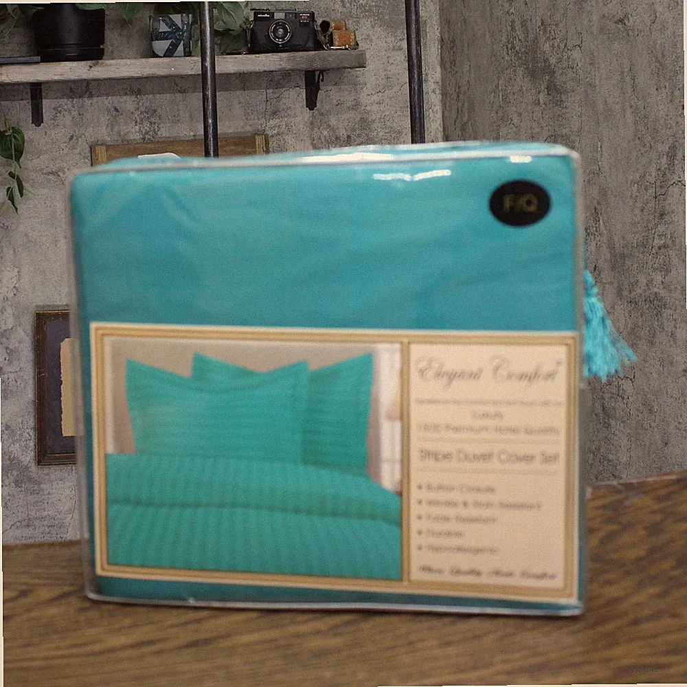 Elegant Comfort Wrinkle-Free 3-Pc Duvet Cover Set Aqua Blue Green Full / Queen