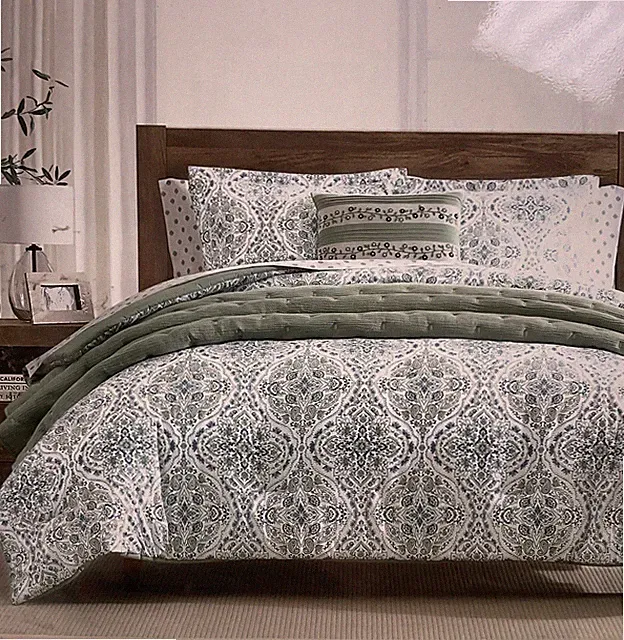 Haven Lane Adele 9pc King Comforter Set Green Geometric Floral