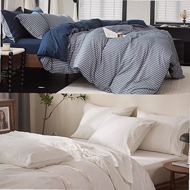 Navy Blue & White Reversible King Duvet Cover Set - 9 Pieces