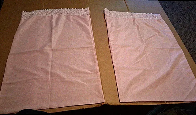 Pair Of Pink With White Lace Top Pillowcases !9" X 29"