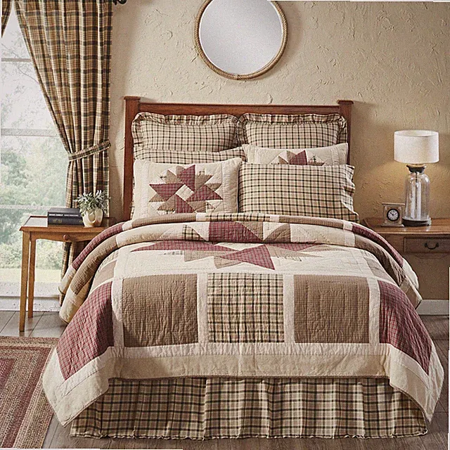 Primitive California King Quilt Set Tan Cider Mill Cotton VHC Brands VHC Brands