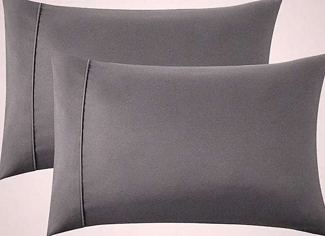 Queen Pillow Cases Set of 2 - Dark Grey Double Brushed Microfiber Pillowcases 2