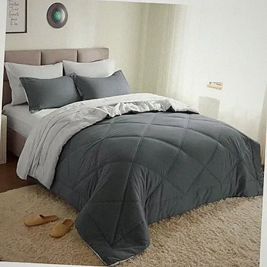 Size Comforter Set with Sheets Dark Grey, 7 Pieces Bedding King 01 - Dark Grey